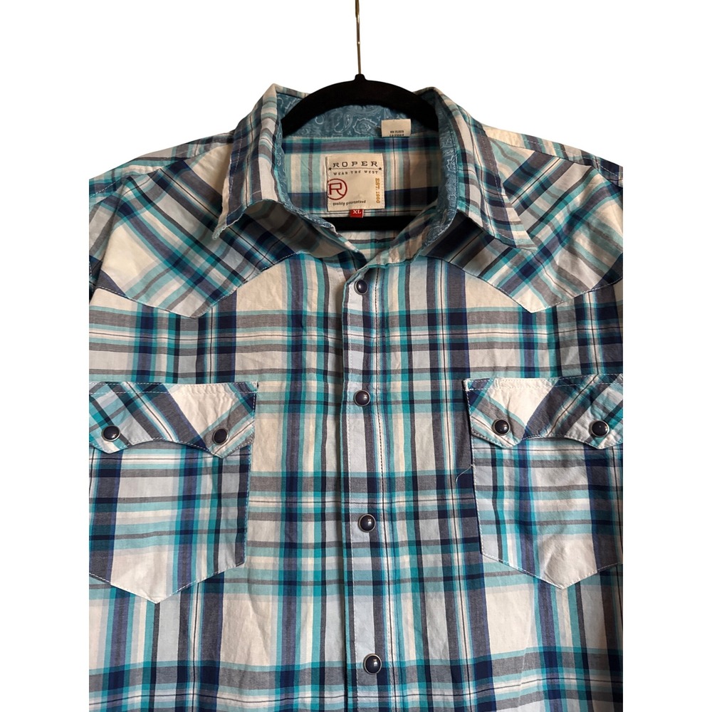 Roper Wear The‎ West Mens XL Plaid Pearl Snap Short Sleeve Western Shirt